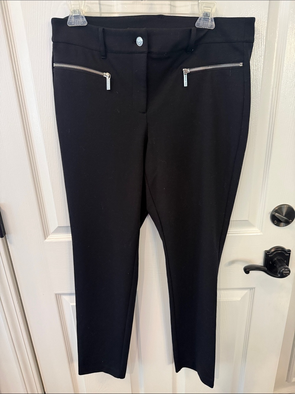Michael Kors Black Cropped Slim faux Zip-Pocket Pants